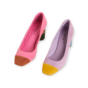 Charlotte Stone Risa Suede Nassau Mismatched Cap Toe Pump Heels Size 10